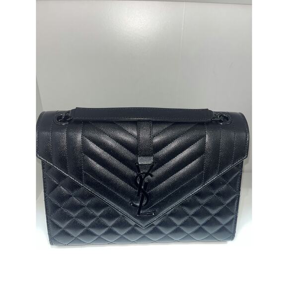 Saint Laurent Black Quilted Leather Envelope Chain Bag - Excellent Condition